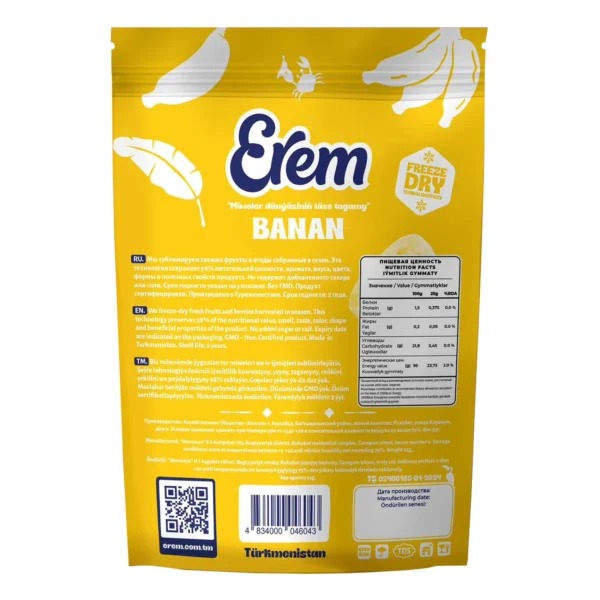 Freeze dried banana Erem back side