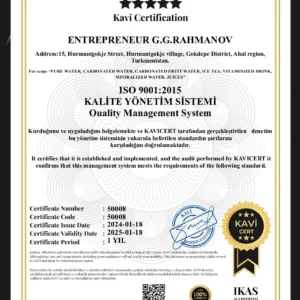 ISO 9001, 2015 Certificate