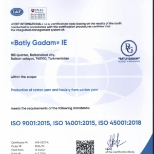 ISO certificate 9001, 14001, 45001