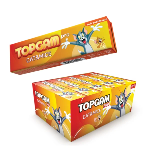 Topgam Cat and Mice chewing gums with sugar fruit flavored 175gr