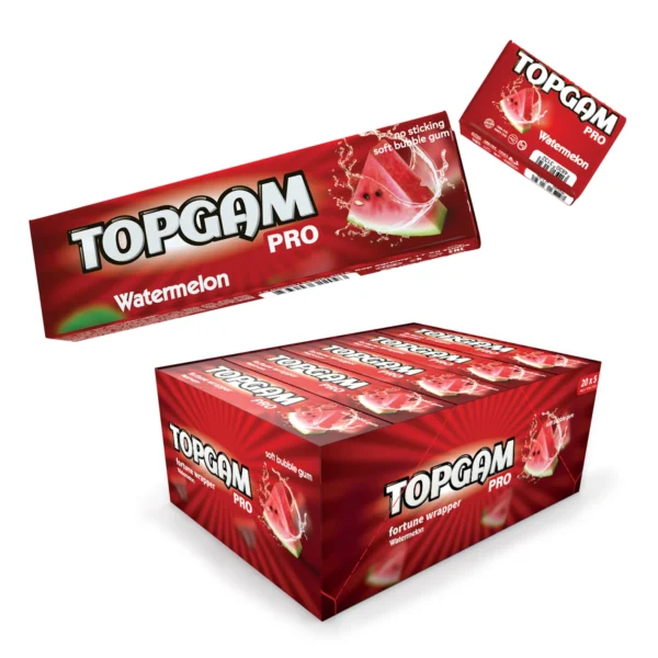 Topgam Fortune chewing gums with sugar package with fortunetelling insert watermelon flavored 175gr