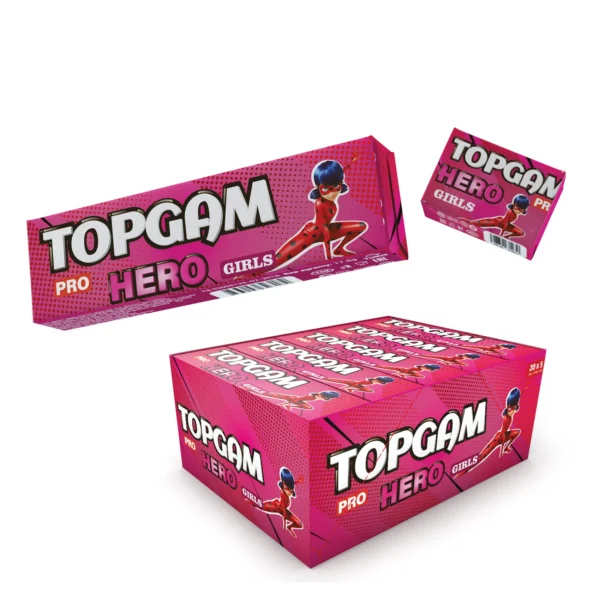 Topgam Hero chewing gum with sugar mix fruit flavored 175gr