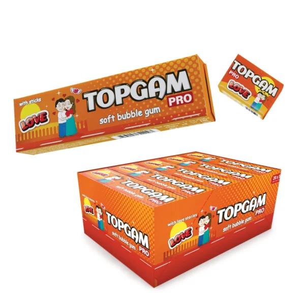 Topgam Love chewing gums with sugar mix fruit flavored 175gr