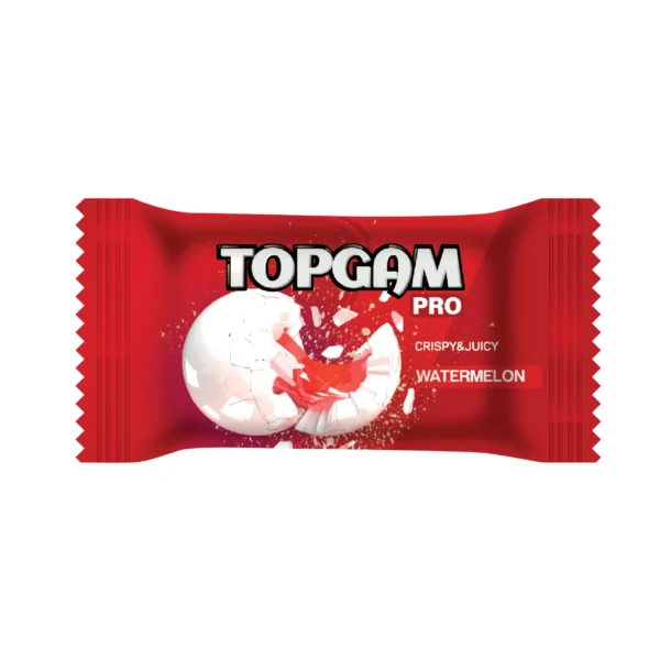 Topgam chewing gums with sugar dragee liquid filled watermelon flavored 35gr