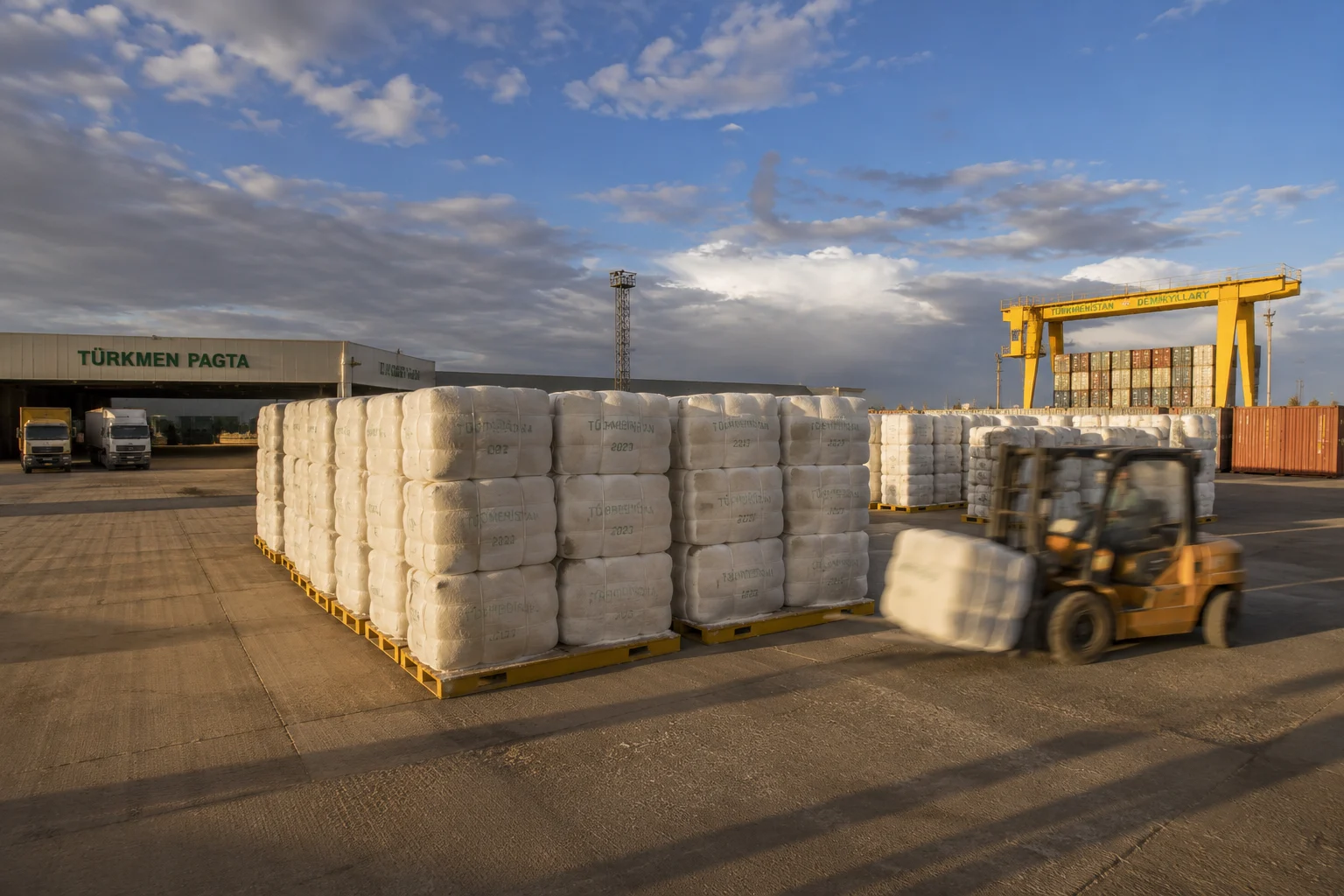 Turkmenistan cotton exports freight logistics container Ashgabat trade